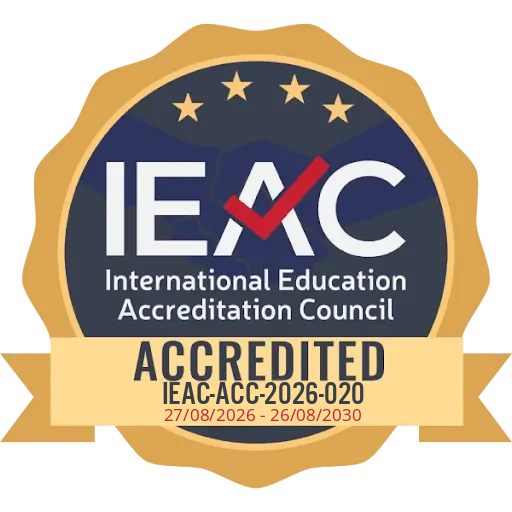 International Education Accreditation Council accredited badge for Monarch Business School Switzerland